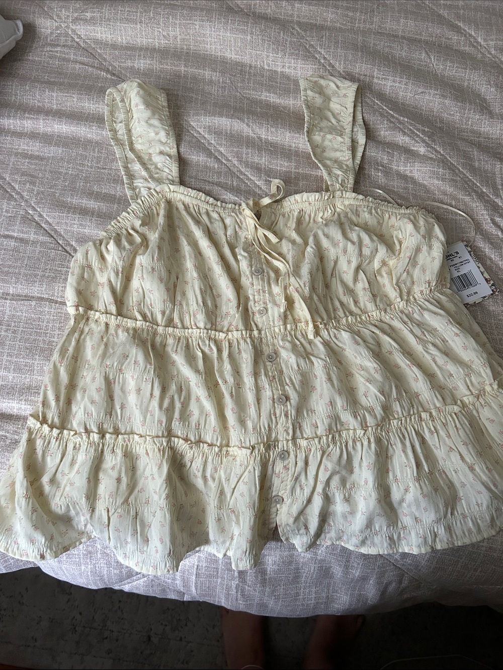 Pink Republic Cream Camisole with Subtle Pink Floral Print